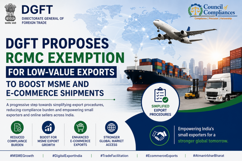 DGFT Proposes RCMC Exemption for Low-Value Exports to Boost MSME and E-Commerce Shipments