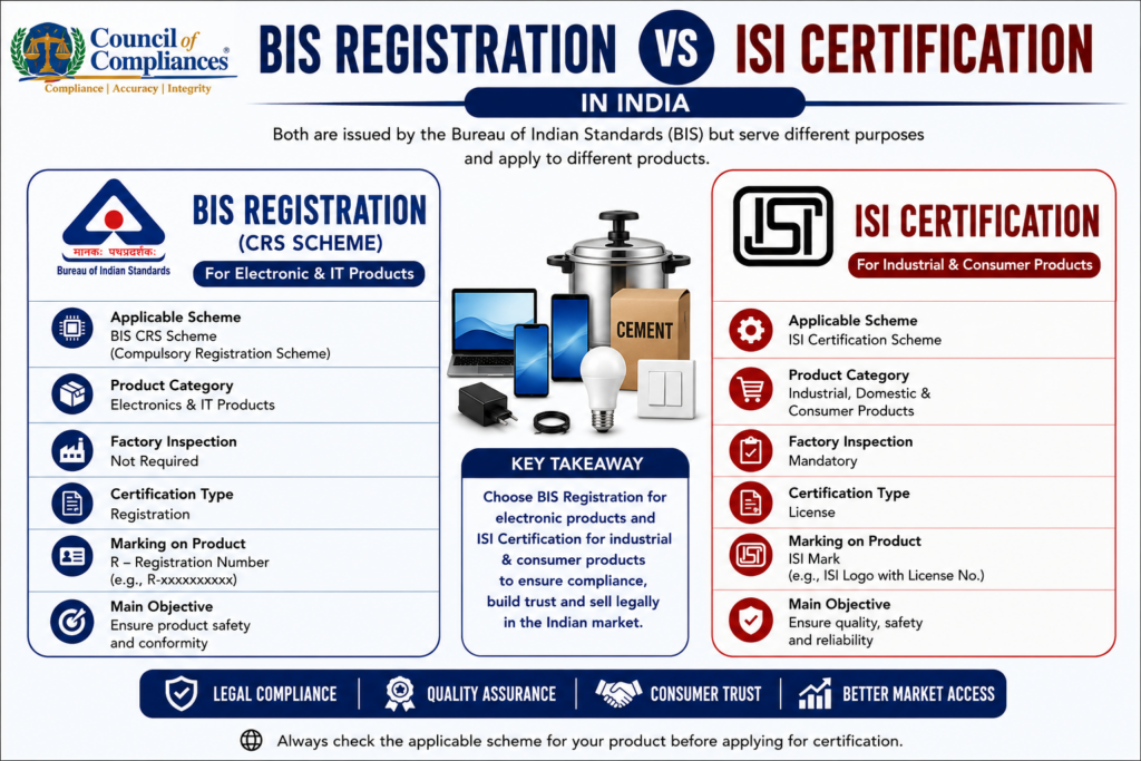 BIS Registration vs ISI Certification in India