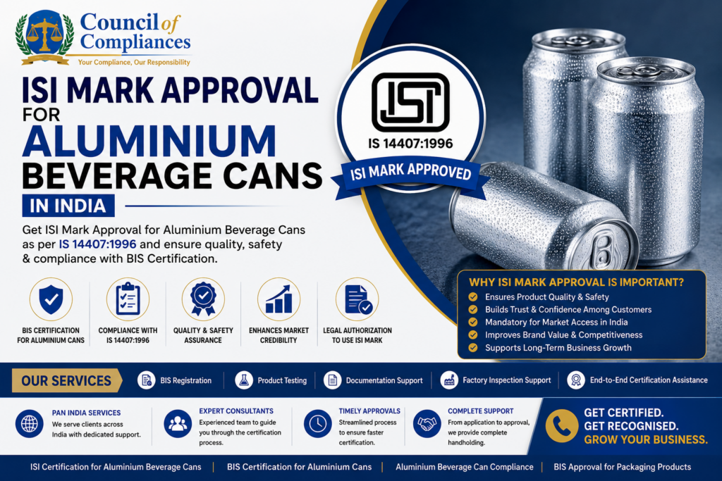 ISI Mark Approval for Aluminium Beverage Cans in India