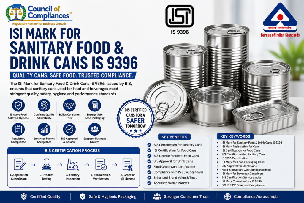 ISI Mark for Sanitary Food & Drink Cans IS 9396