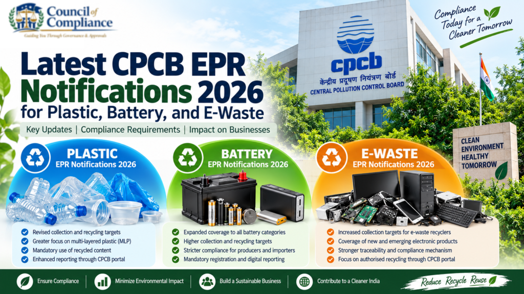 Latest CPCB EPR Notifications 2026 for Plastic, Battery, and E-Waste