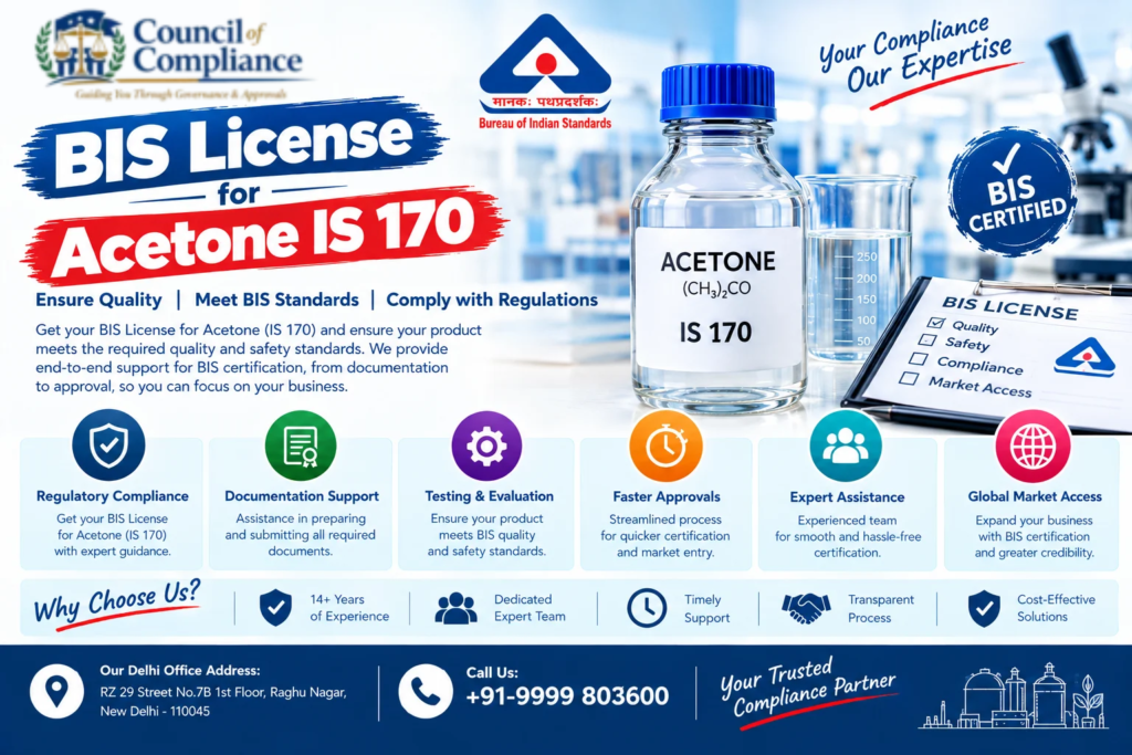 BIS License for Acetone IS 170